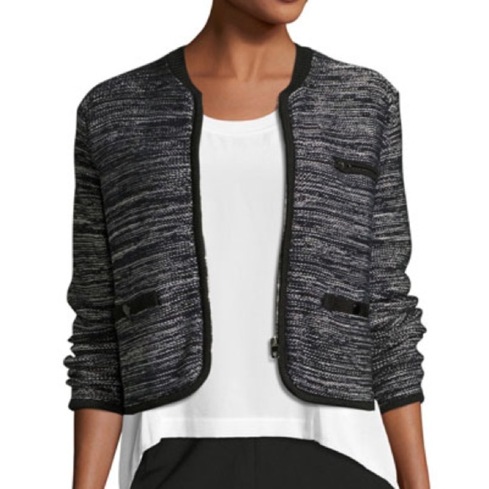 Rag & Bone Rosalie Cropped Zip-Front Sweater Jacket